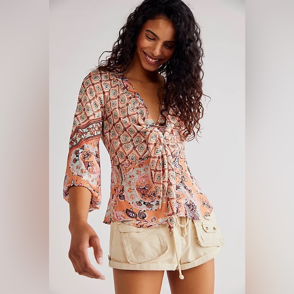 Free People Run Free Blouse- Sedona Combo